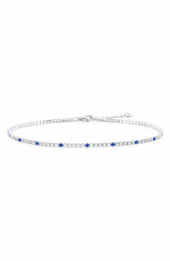 SIMONA Sterling Silver Round Cubic Zirconia Tennis Anklet