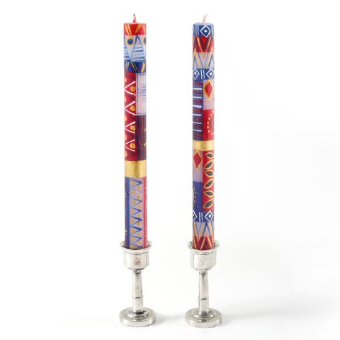 Red, White & Blue Painted Candles - Set of 2