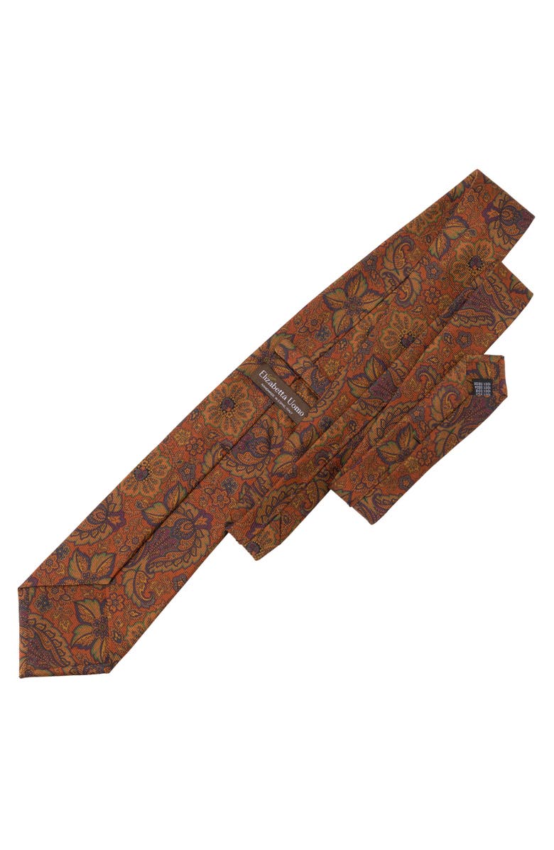Elizabetta Trevi - Printed Silk Tie for Men, Alternate, color, Ginger