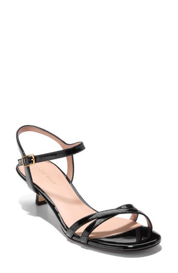 Shop Cole Haan Leni Kitten Heel Sandal In Black Patent Leather