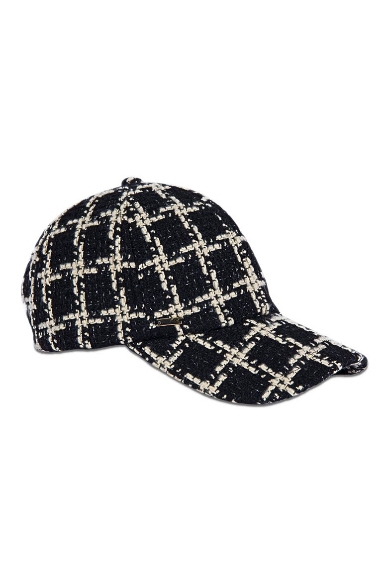 Windowpane Tweed Baseball Cap, Main, color, BLACK/ BEIGE