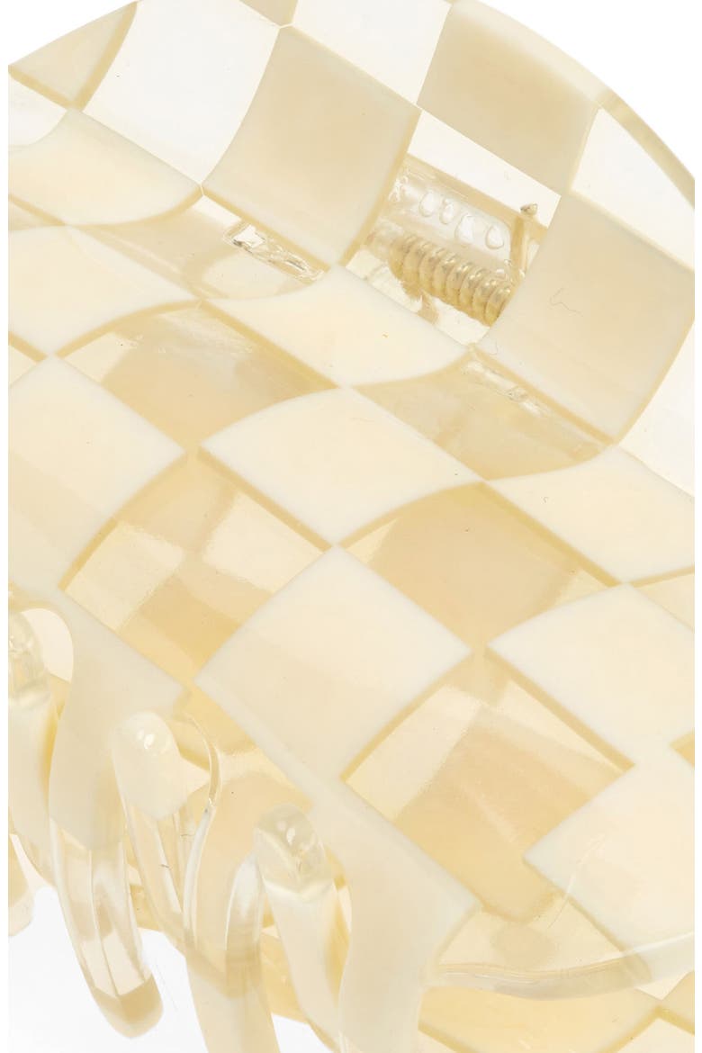 Checker Claw Clip, Alternate, color, CLEAR AND IVORY