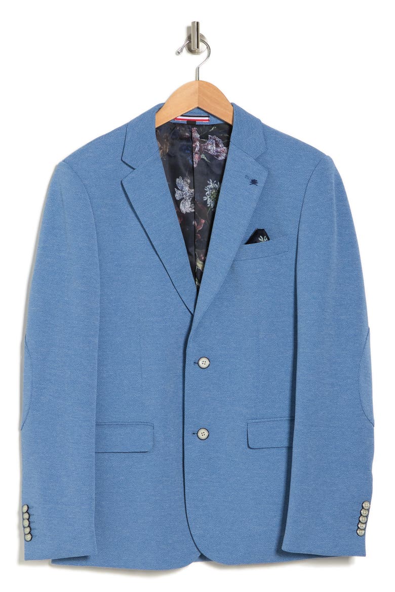 Textured Notch Lapel Double Button Blazer, Alternate, color, LT BLUE