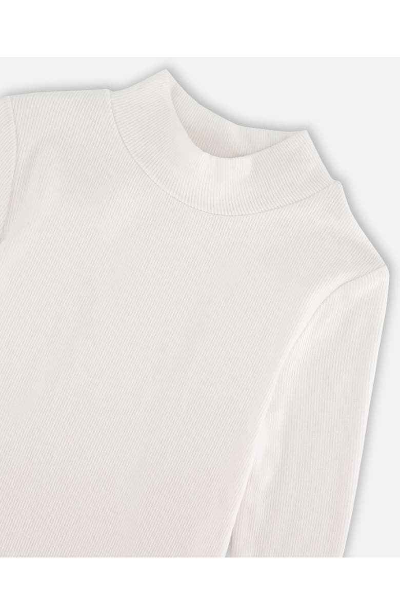 Deux par Deux Girl's Super Soft Brushed Mock Neck Top Off White, Alternate, color, 