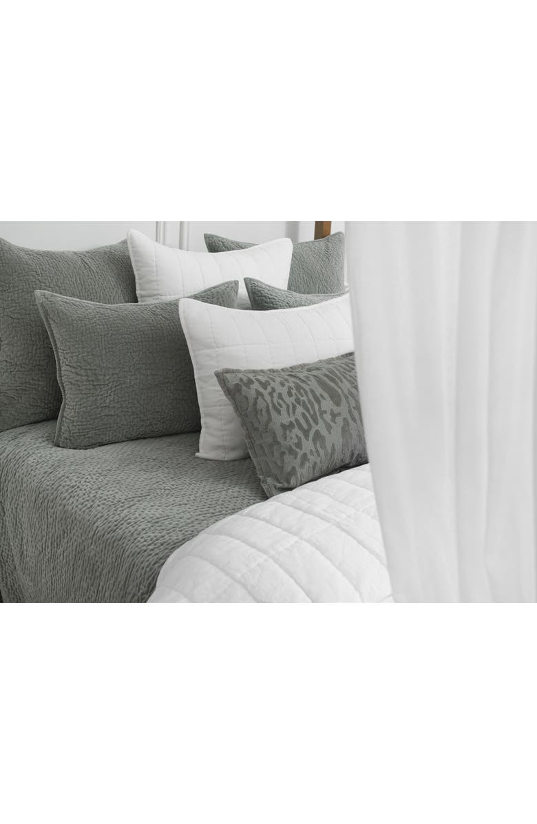 ELISABETH YORK Avon Embroidered Tone on Tone Cotton Velvet Decorative Throw Pillow, Alternate, color, Gray