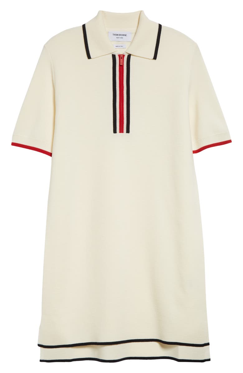 Thom Browne Stripe Detail Milano Knit Polo Sweater Dress, Alternate, color, 