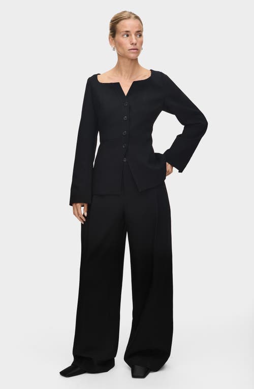 Aligne Genevieve Wool Blend Wide Leg Pants In Black