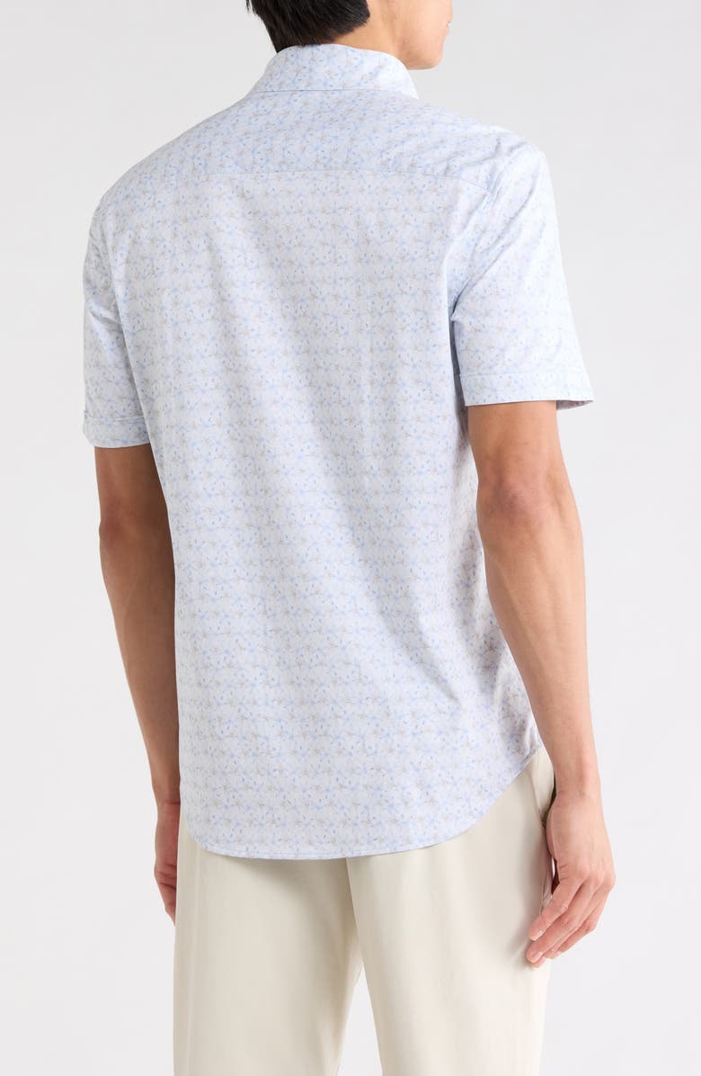 Bugatchi Printed Short Sleeve Shirt, Alternate, color, Air Blue