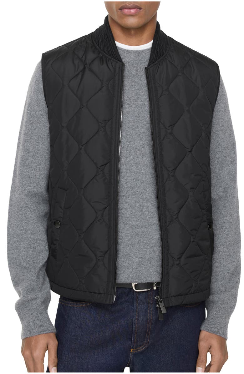 Burberry Quilted Nylon Gilet, Main, color, Black