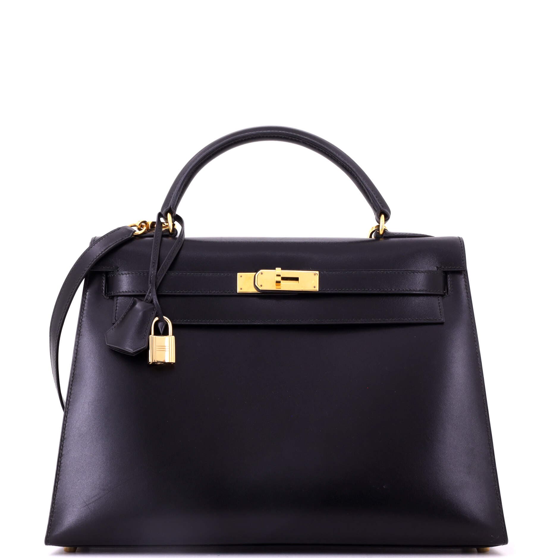 Kelly Handbag Black Box Calf with Gold Hardware 32, Main, color, Black