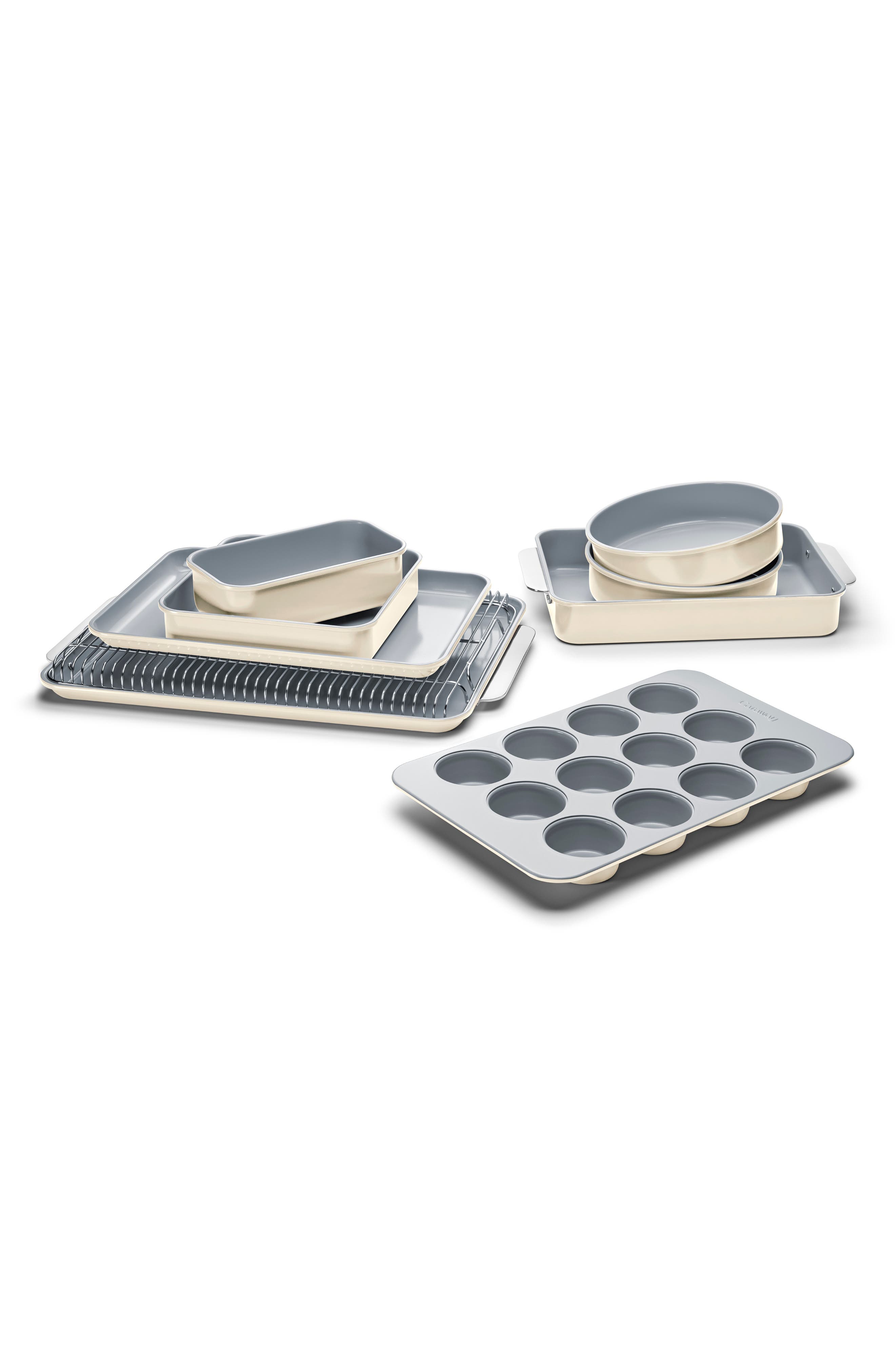 CARAWAY 11-Piece Nontoxic Ceramic Bakeware Set - Cream