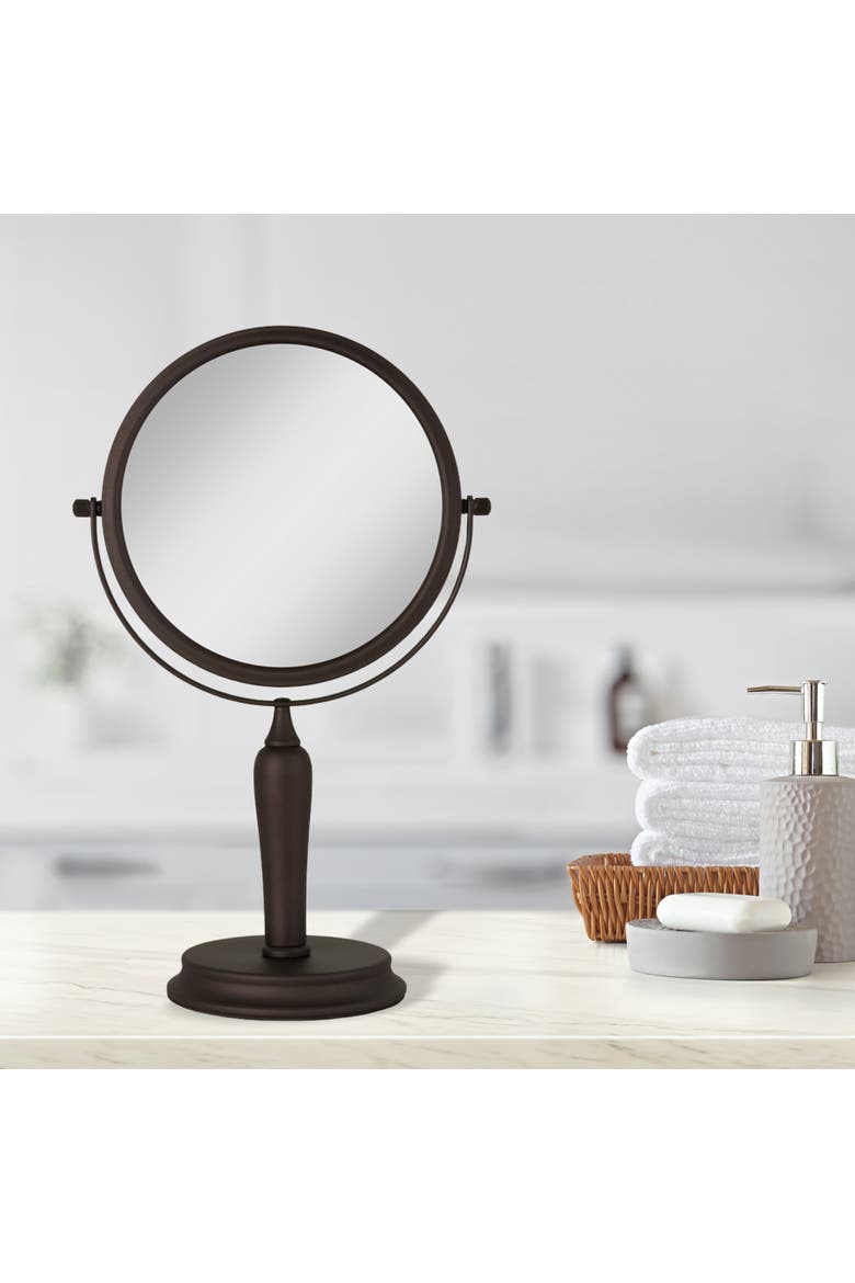 Anaheim Makeup Mirror with 5X/1X Magnification, Alternate, color, Oil-Rubbed Bronze