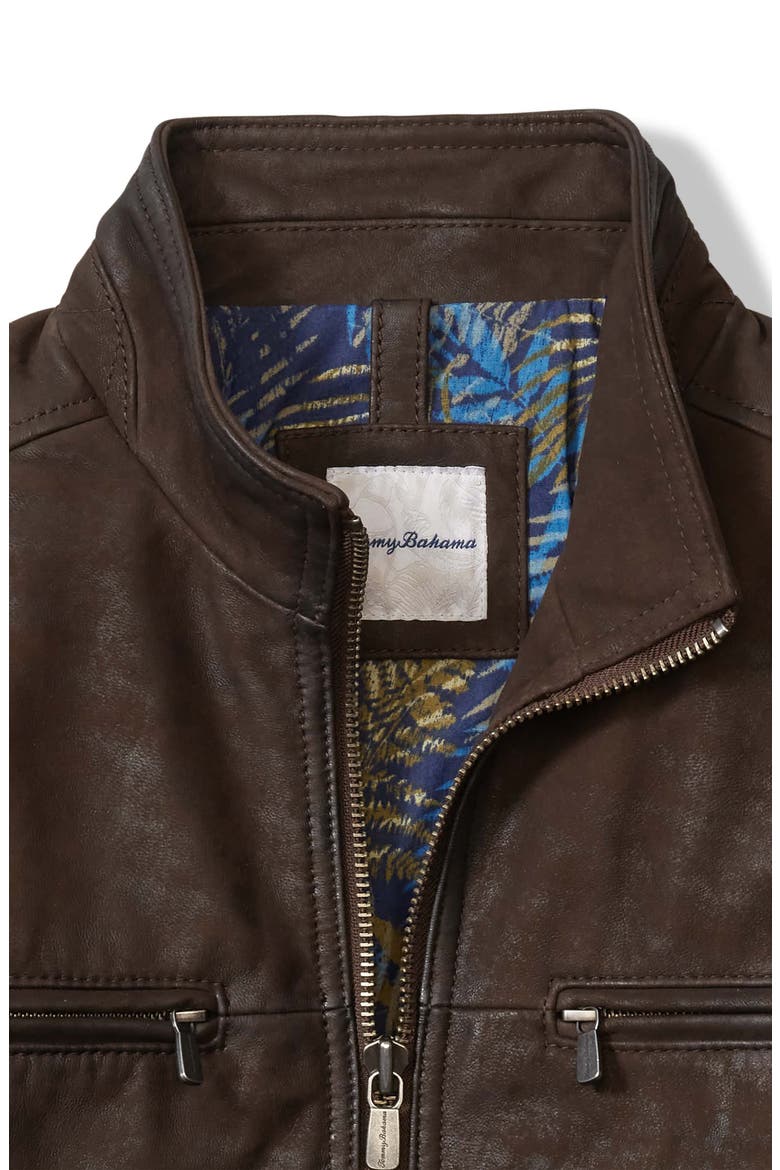 Highland Rocker Leather Jacket, Alternate, color, DARK BROWN