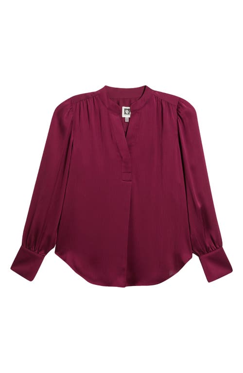 Anne Klein Textured Crepe Long Sleeve Top In Pink