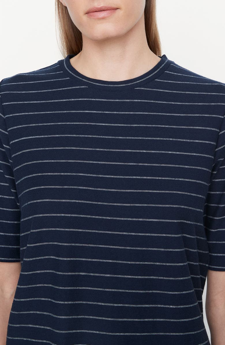 Vince Stripe Relaxed Elbow-Sleeve T-Shirt, Alternate, color,