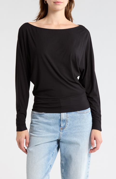 Boat Neck Long Sleeve Top