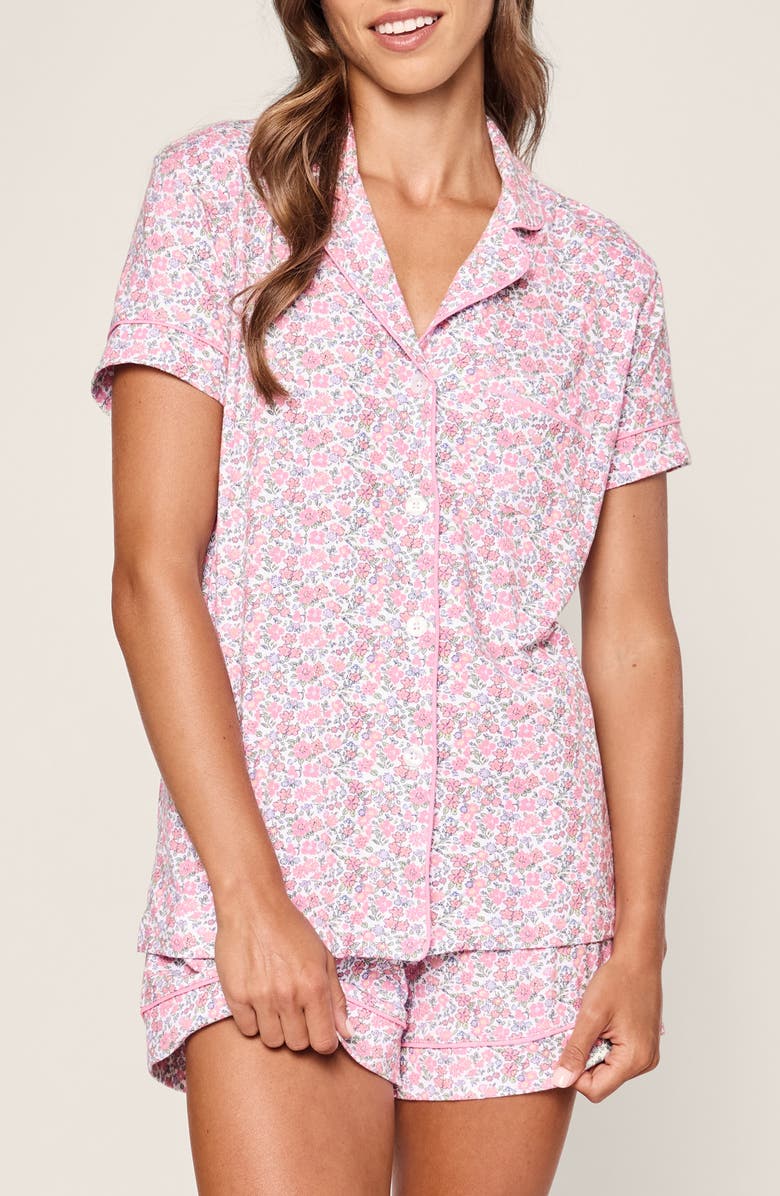 Petite Plume Fleurs de Rose Pima Cotton Short Pajamas, Main, color, 