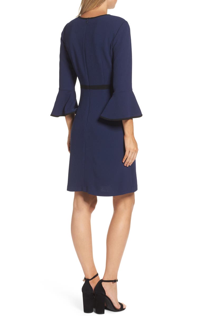 Eliza J Eliza Piped Trim Bell Sleeve Fit & Flare Dress, Alternate, color, 