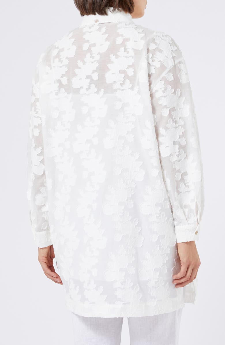 Marina Rinaldi Gessati Floral Jacquard Tunic Shirt, Alternate, color, White