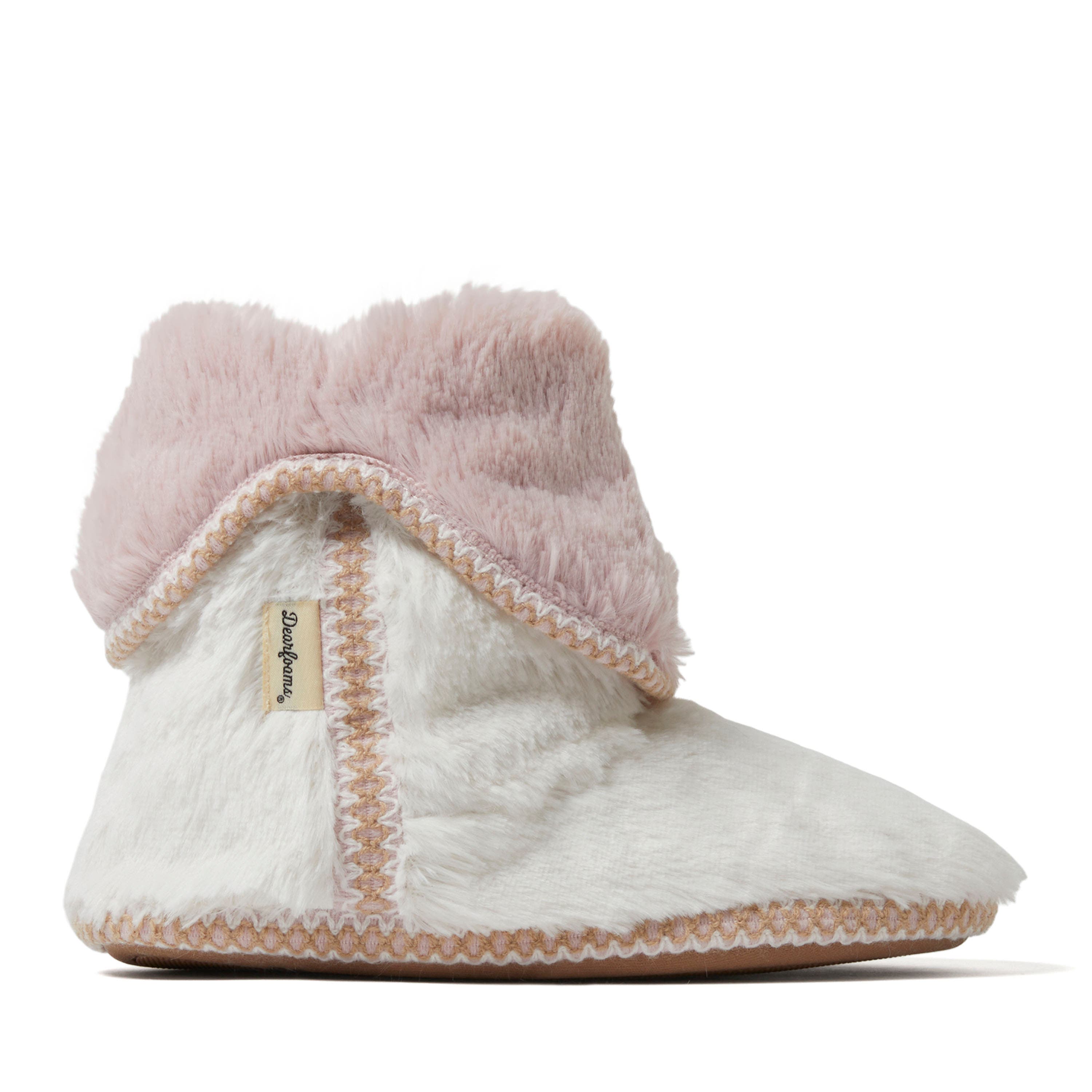Beth Faux Fur Fold Down Fuzzy Bootie Slipper, Alternate, color, Muslin