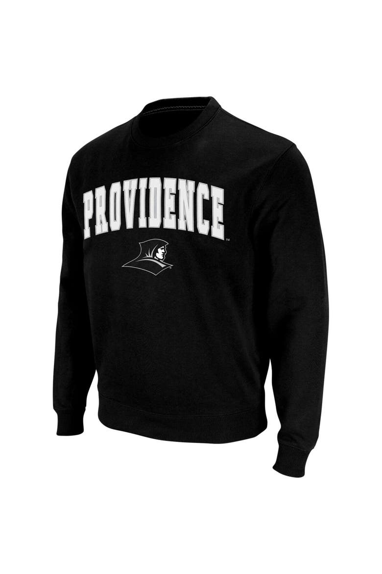 Men's Colosseum Black Providence Friars Arch & Logo Crew Neck Sweatshirt, Alternate, color, Black