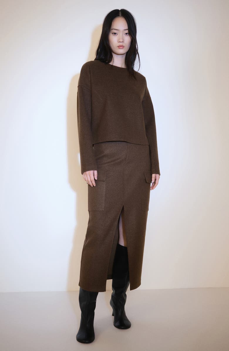 MANGO Slit Cargo Midi Skirt, Alternate, color, 