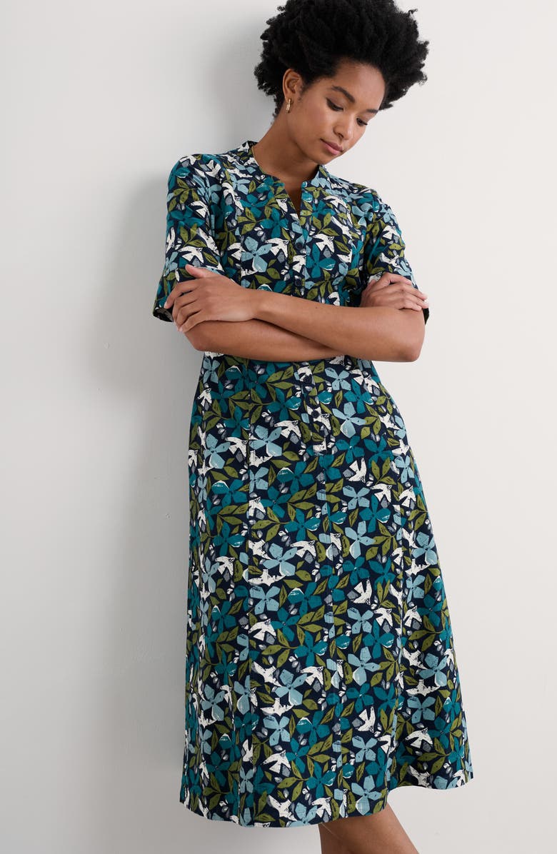 Seasalt Cornwall Wightwick Floral Organic Cotton Denim Midi Dress, Alternate, color, Headland Collage Mix