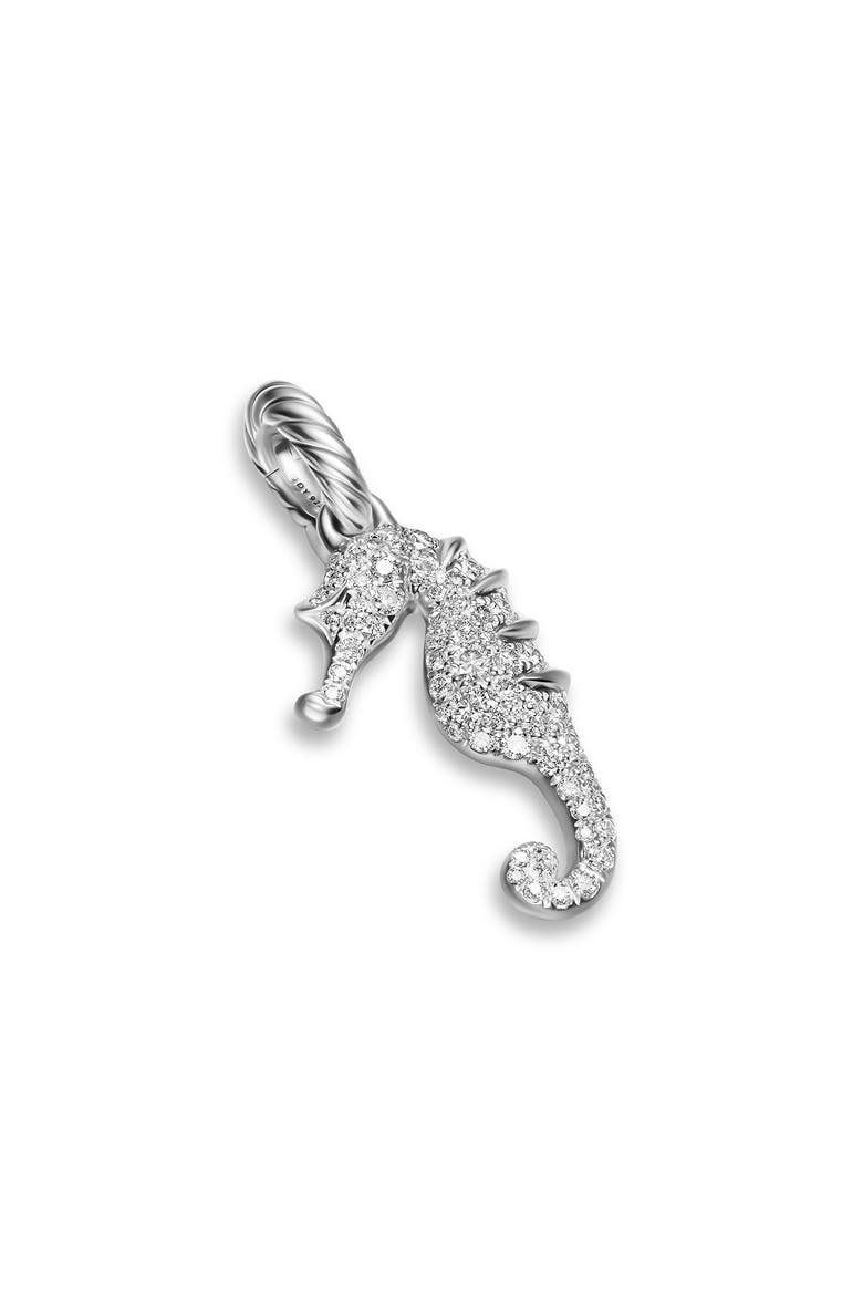 Seahorse Amulet in Sterling Silver with Diamonds, 22mm, Main, color, SILVER PAVE