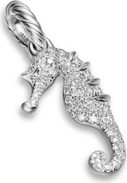 David Yurman Seahorse Amulet in Sterling Silver with Diamonds, 22mm