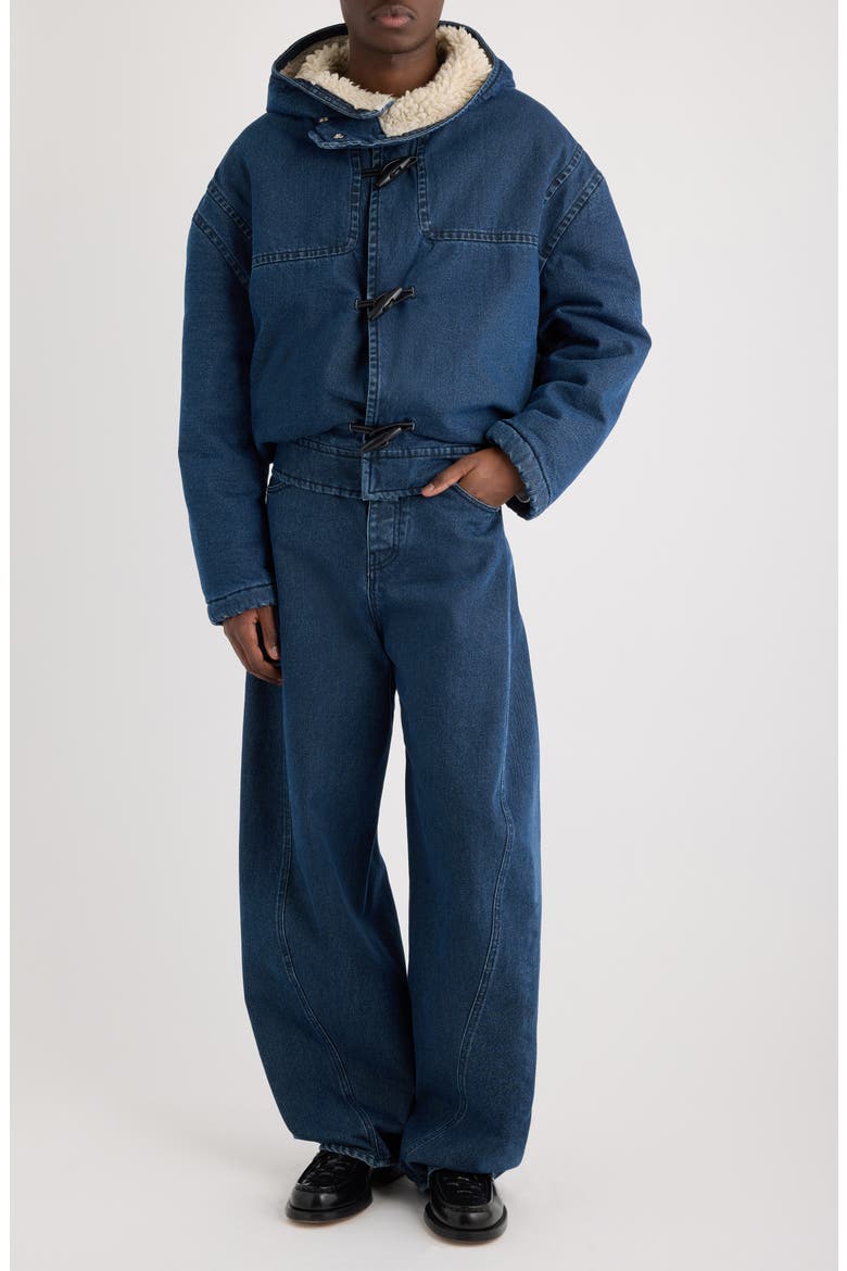 Le de-Nîmes Espiral Twisted Seam Barrel Leg Jeans, Alternate, color, NAVY