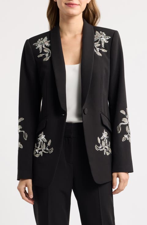Crystal & Sequin Floral Blazer