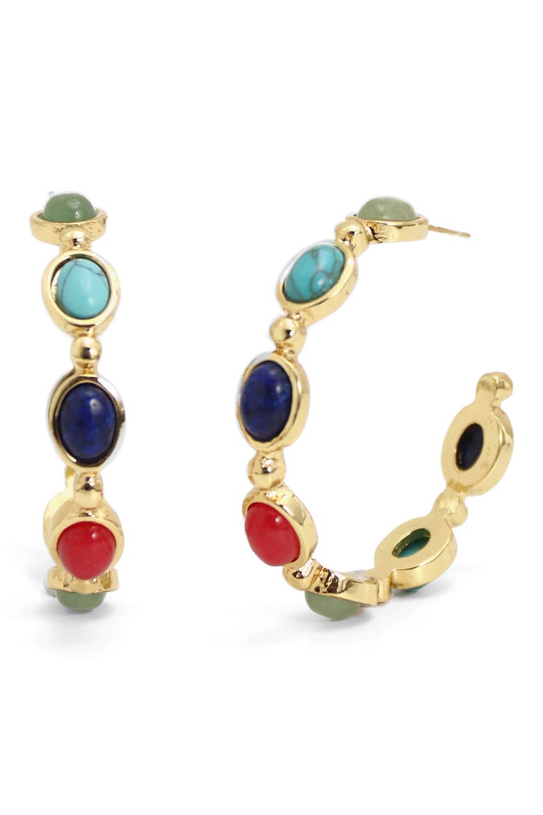 Bari Large Hoop Earrings, Main, color, GOLD/ MULTI
