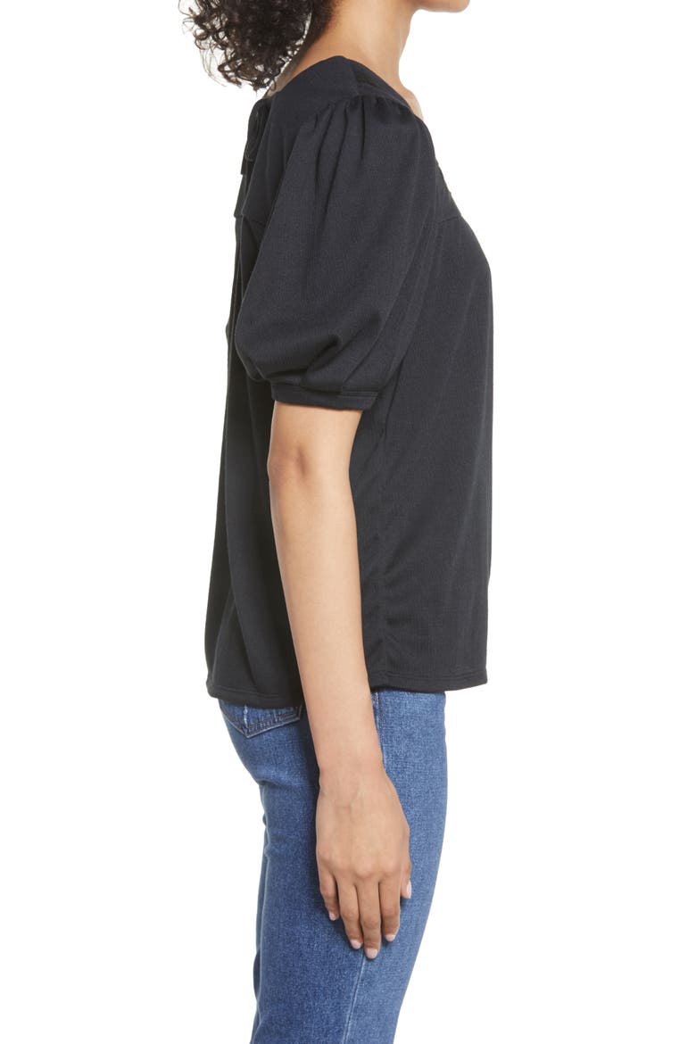Square Neck Lace Knit Top, Alternate, color, BLACK