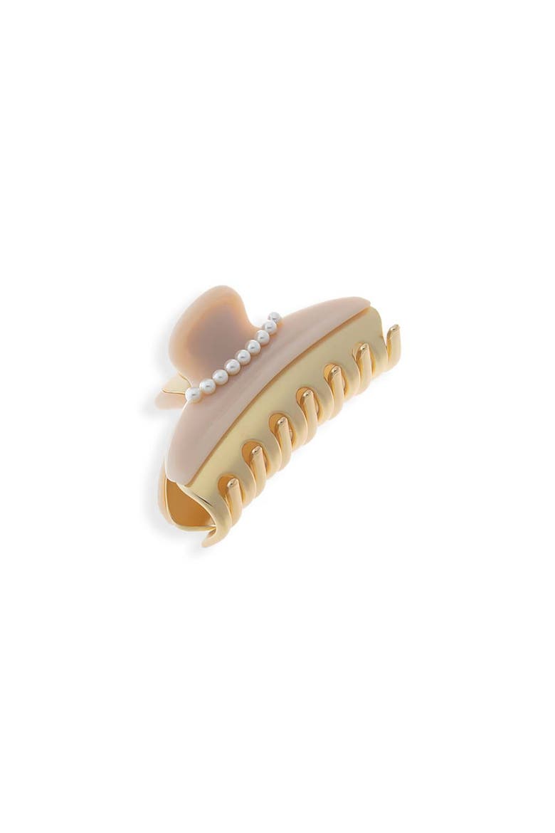 Pearl Accented Two Tone Claw Clip, Alternate, color, Pink