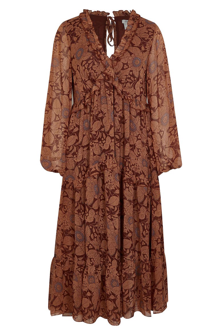 Rust Long Sleeve Midi Dress, Alternate, color, RUST