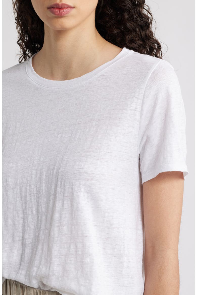 Crewneck Organic Linen T-Shirt, Alternate, color, WHITE