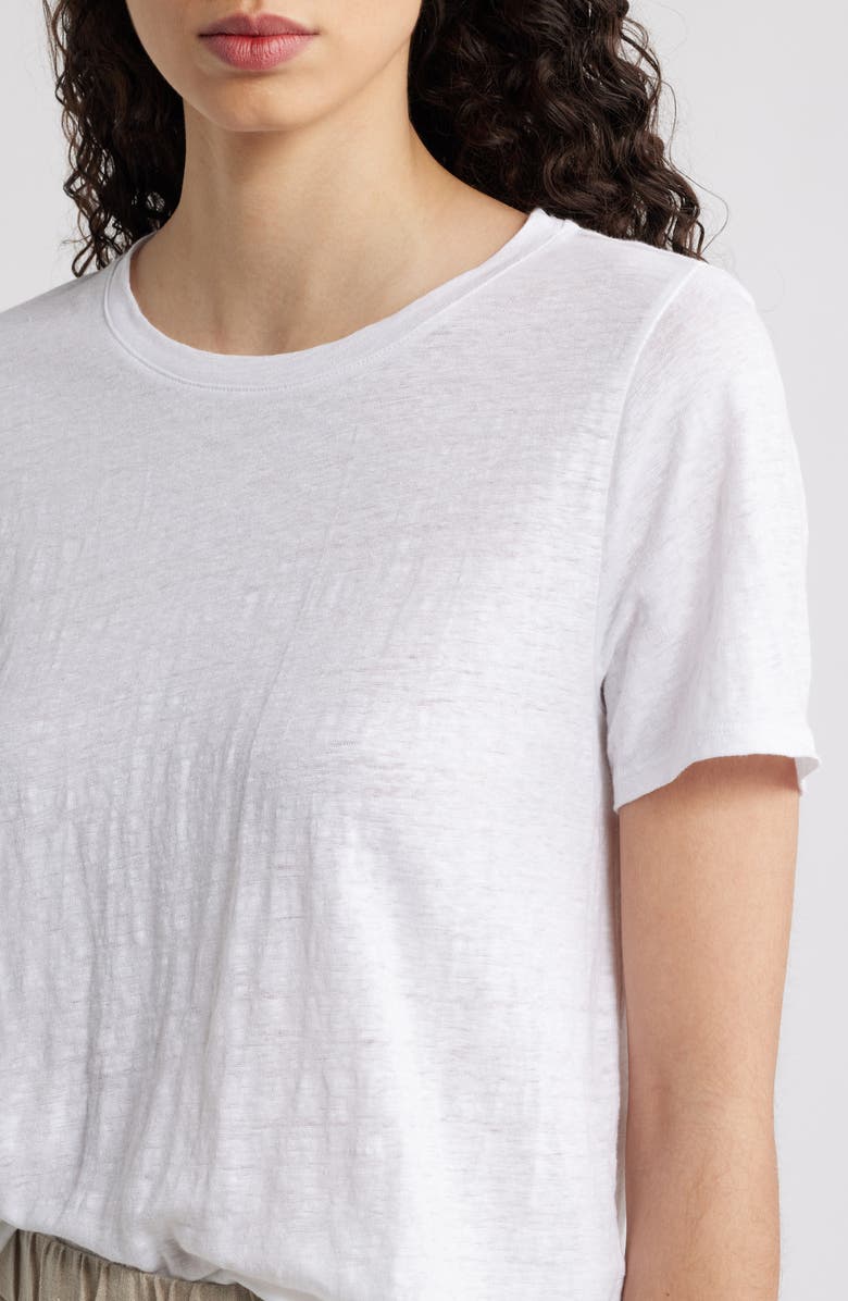Eileen Fisher Crewneck Organic Linen T-Shirt, Alternate, color, White