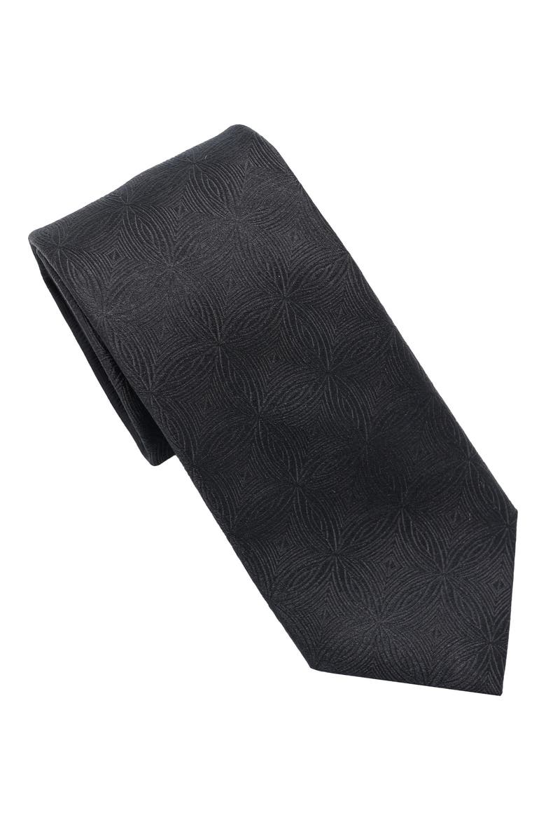 Sunburst Jacquard Tie, Main, color, BLACK/WHITE