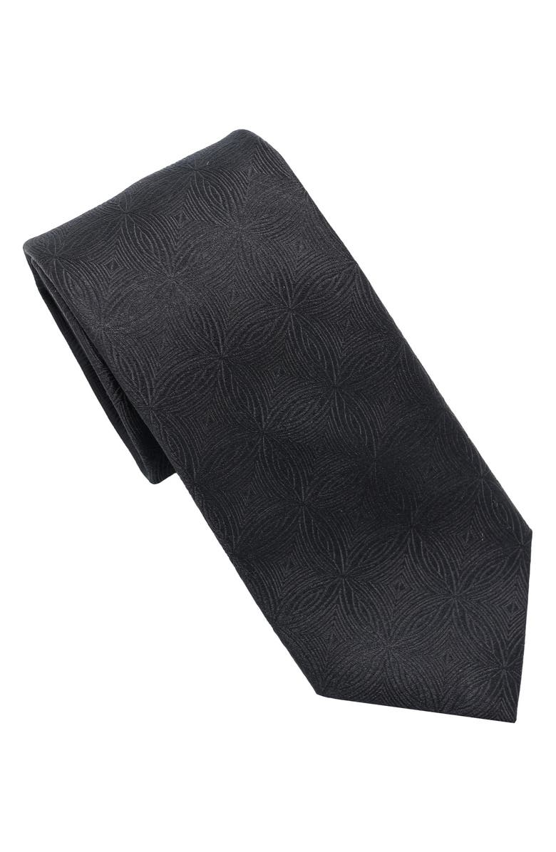 KARL LAGERFELD PARIS Sunburst Jacquard Tie, Main, color, Black/White