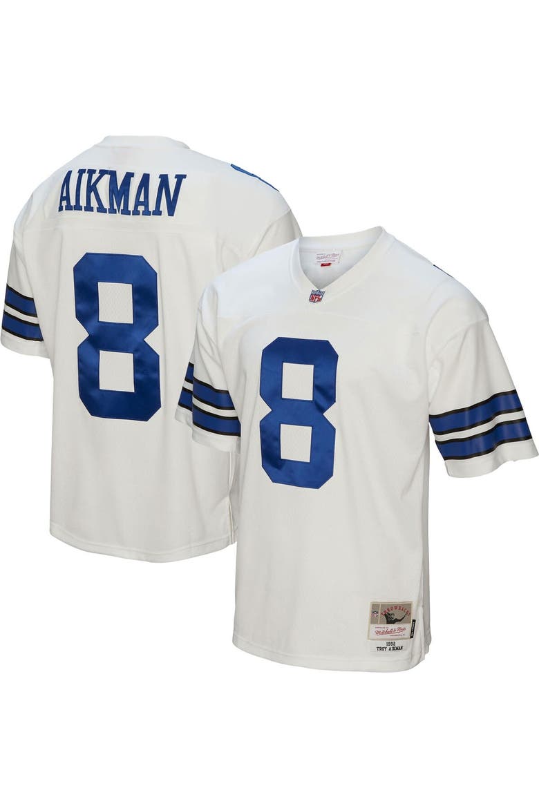 Men's Mitchell & Ness Troy Aikman White Dallas Cowboys Legacy Replica Jersey, Main, color, White