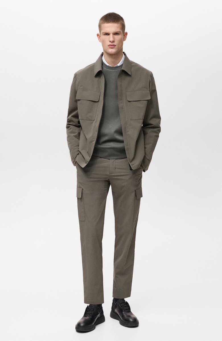 MANGO Water Repellent Shirt Jacket, Alternate, color, Medium Green