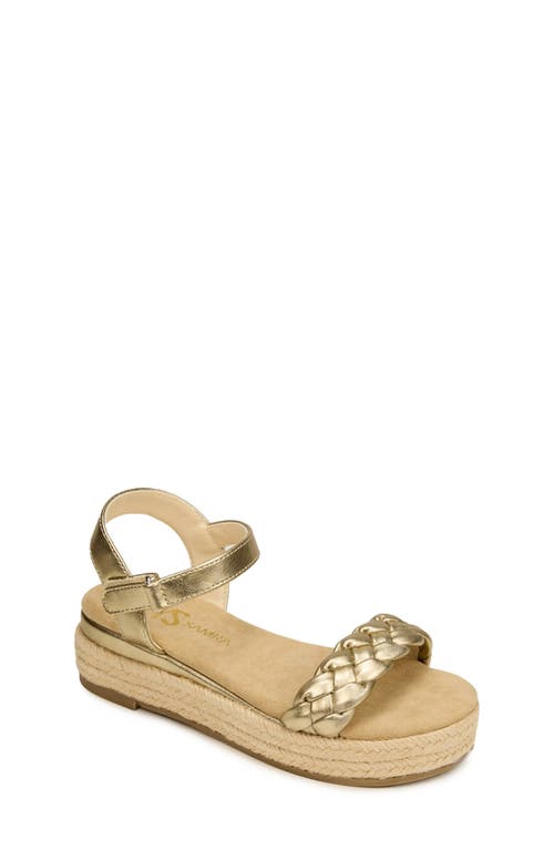 Yosi Samra Kids' Miss April Espadrille Ankle Strap Platform Wedge Sandal In Gold