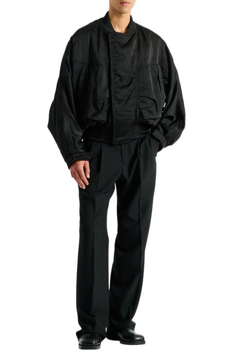 bomber jacket in textured nylon