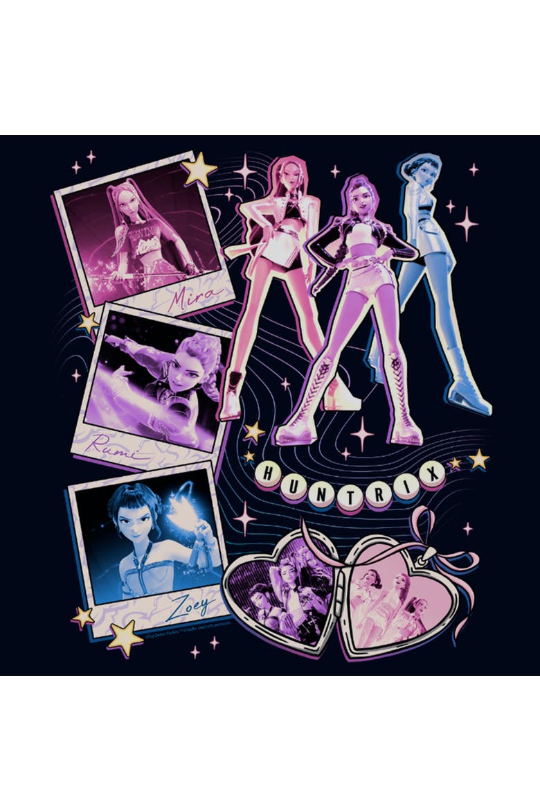 Girls' Huntrix Cute Instant Film Portrait T-Shirt, Alternate, color, Navy Blue