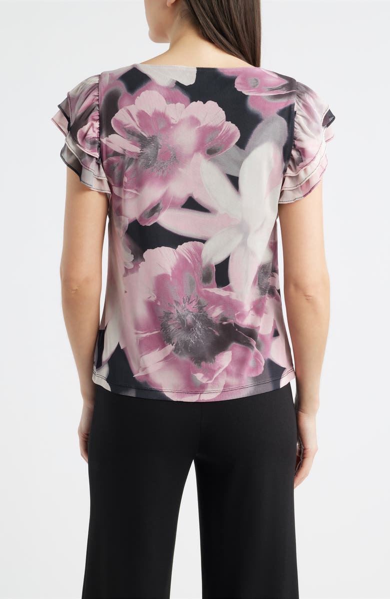 Anne Klein Print Flutter Sleeve Top, Alternate, color, Anne Black Multi