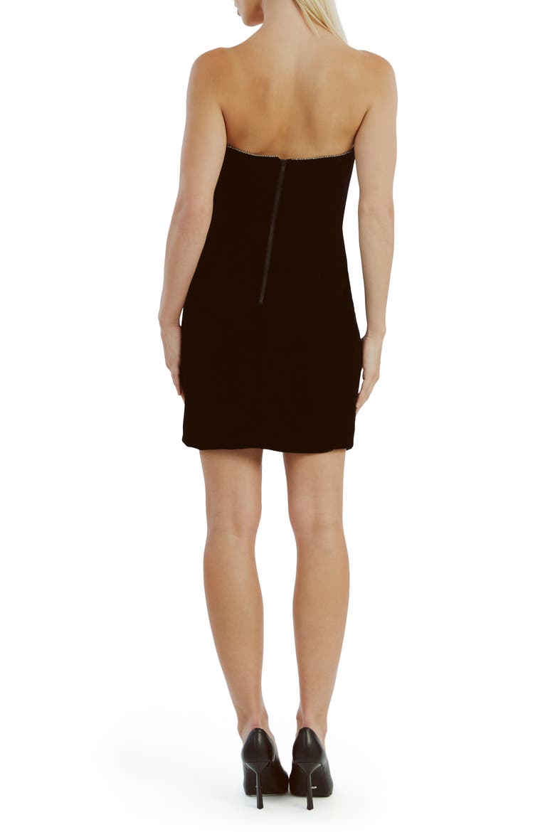 Lilah Strapless Velour Minidress, Alternate, color, BLACK