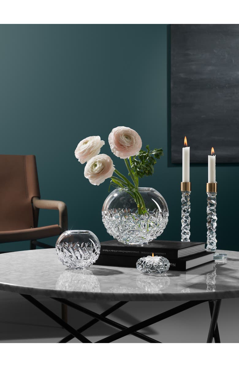 Orrefors Carat Set of 2 Large Crystal & Brass Candlesticks, Alternate, color, Crystal/ Brass