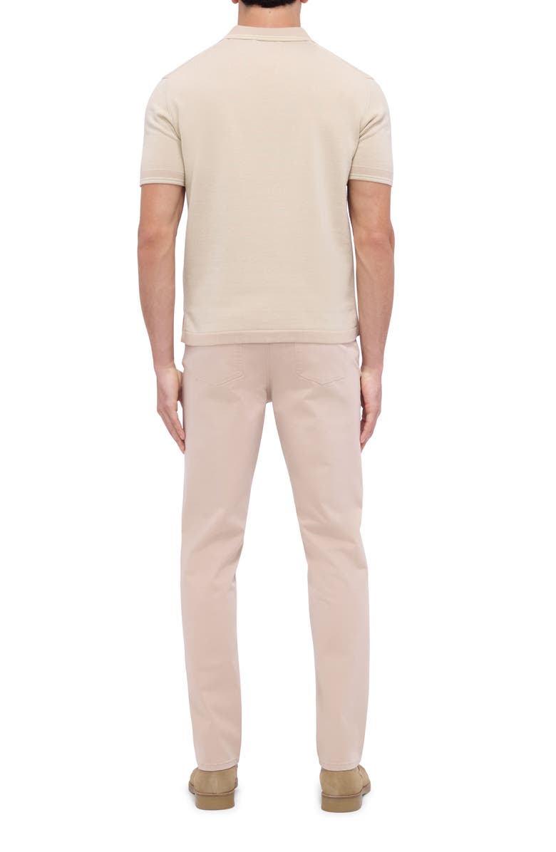 Bugatchi Tipped Short Sleeve Cotton & Silk Polo Sweater, Alternate, color, Desert