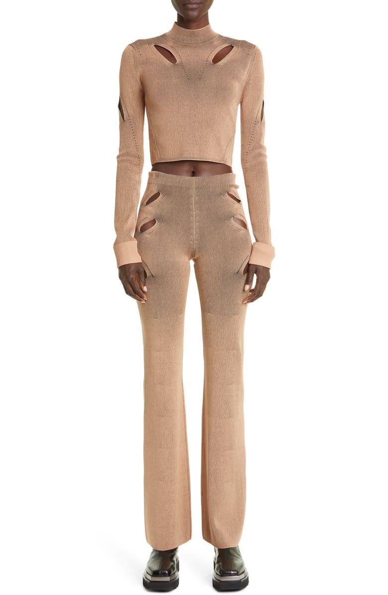 Dion Lee Lock Slit Cutout Rib Sweater, Alternate, color, Camel/ Black