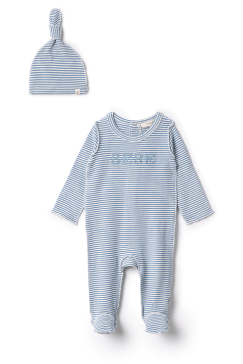Boy Bebe Embroidered Brushed Romper and Hat (Baby)